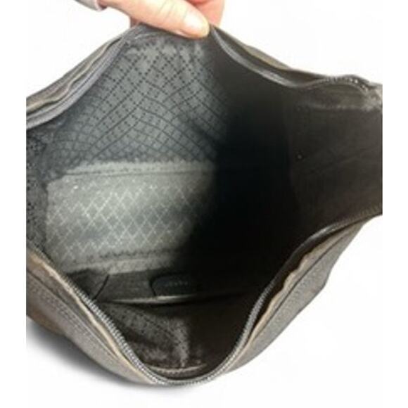 VTG 90s Gucci Nylon Leather Trim Compact Shoulder Bag Black Quiet Luxury Sleek - Picture 15 of 16